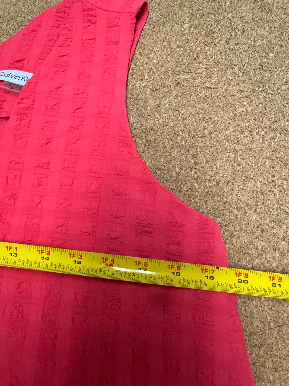 Calvin Klein Coral Textured Peplum Dress Size 12 Sleeveless Drop Waist Resort B3 - Picture 5 of 7